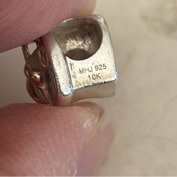 Michael Hill 925 Sterling Silver & 10K Gold Heart & Ribbon Charm Bead - Picture 5 of 5